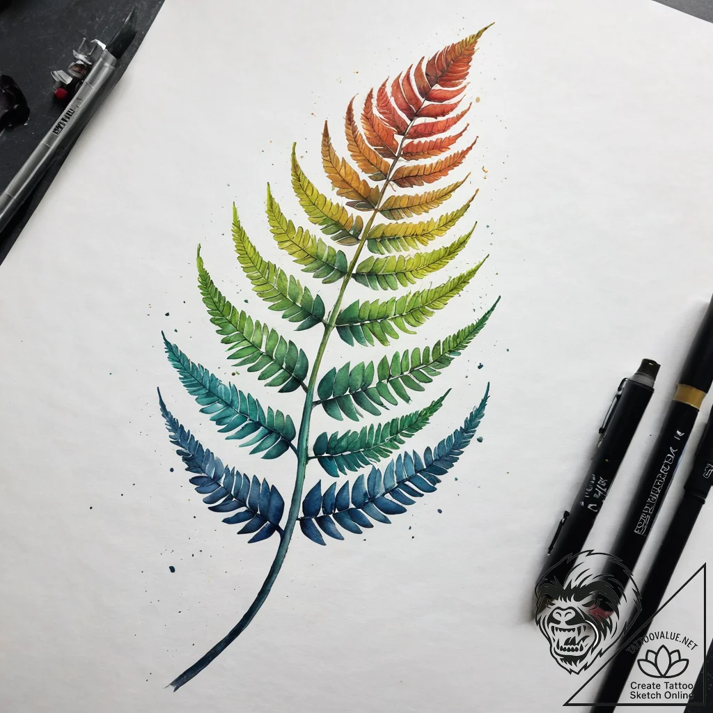 A fern frond unfurling, tattoo flash sheet de... - tattoo sketch (№1753777894_0, 29.07.2025 08:31) — tattoovalue.net
