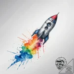 Rocket, tattoo sketch design, watercolor tatt… – tattoo sketch (№1753778871_0, 29.07.2025 08:47) — tattoovalue.net