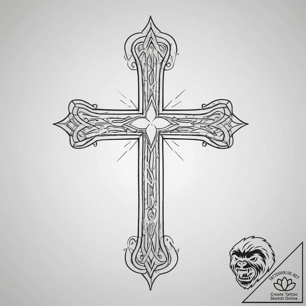 Tattoo design a small, unadorned cross or sta... - tattoo sketch (№1753779850_0, 29.07.2025 09:04) — tattoovalue.net