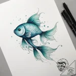 Tattoo design pisces fish, depicted in fluid… – tattoo sketch (№1753780442_0, 29.07.2025 09:14) — tattoovalue.net