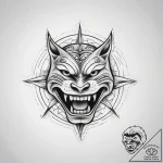 Grin, tattoo flash sheet design, on a clean w… – tattoo sketch (№1753780641_0, 29.07.2025 09:17) — tattoovalue.net