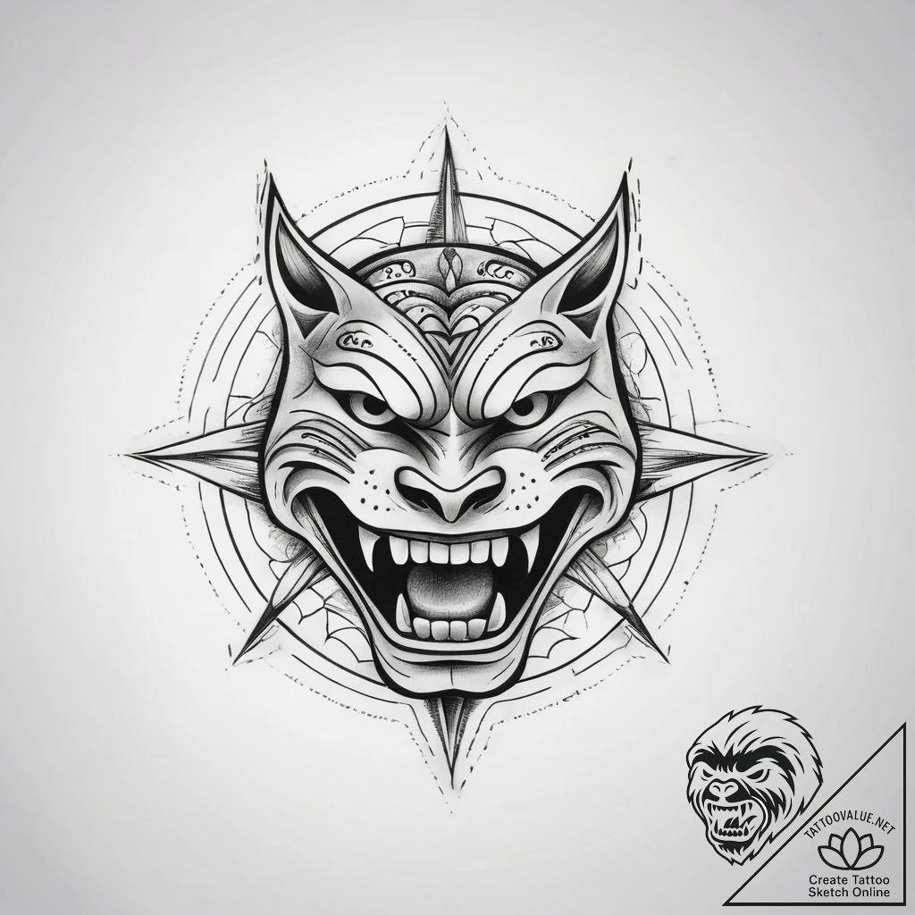 Grin, tattoo flash sheet design, on a clean w... - tattoo sketch (№1753780641_0, 29.07.2025 09:17) — tattoovalue.net