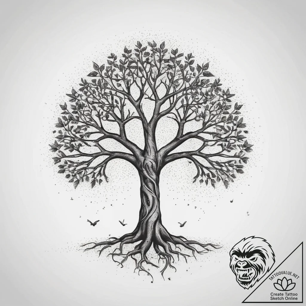 The white tree of gondor, tattoo drawing outl... - tattoo sketch (№1753780838_0, 29.07.2025 09:20) — tattoovalue.net