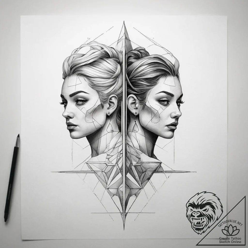Tattoo sketch gemini twin figures created fro... - tattoo sketch (№1753781033_0, 29.07.2025 09:23) — tattoovalue.net