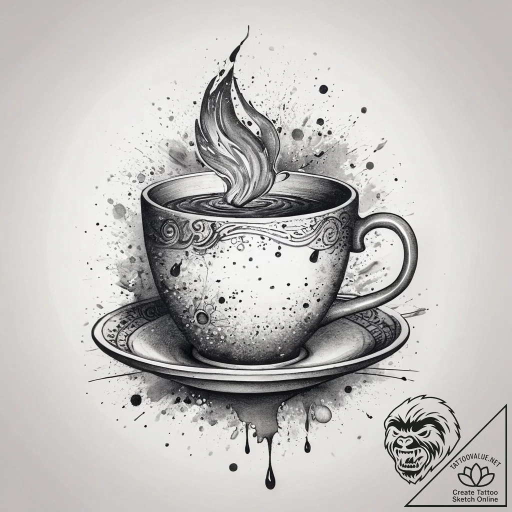 A teacup with a storm inside, concept art for... - tattoo sketch (№1753800253_0, 29.07.2025 14:44) — tattoovalue.net