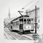A street-level view of the iconic cable cars… – tattoo sketch (№1753800657_0, 29.07.2025 14:50) — tattoovalue.net