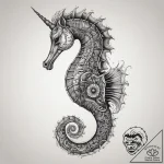 A hippocampus (mythological seahorse), concep… – tattoo sketch (№1753802469_0, 29.07.2025 15:21) — tattoovalue.net