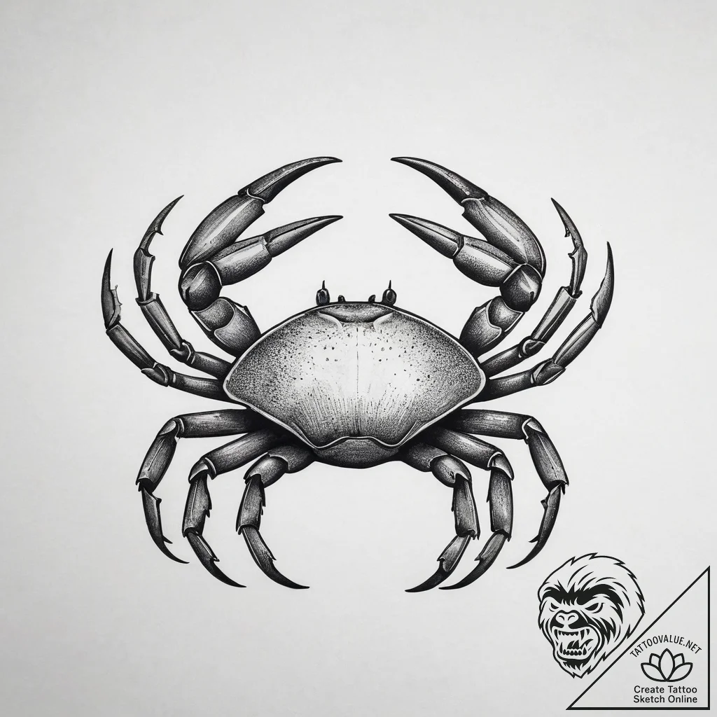 Crab - tattoo sketch (№1753803069_0, 29.07.2025 15:31) — tattoovalue.net