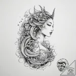 Tattoo design a virgo maiden’s profile, outli… – tattoo sketch (№1753803265_0, 29.07.2025 15:34) — tattoovalue.net