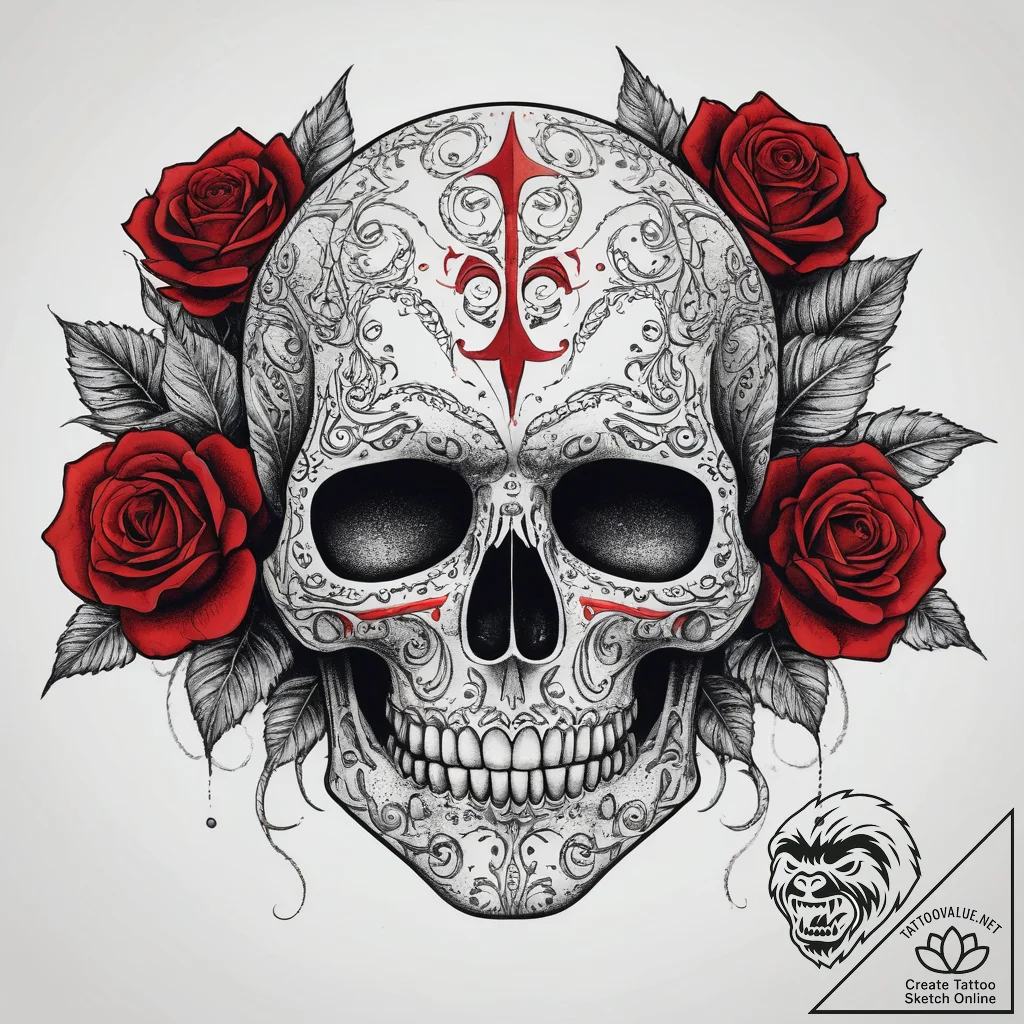 Mask, ink illustration for tattoo, black and... - tattoo sketch (№1753805483_0, 29.07.2025 16:11) — tattoovalue.net
