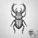 A stag beetle with ornate horns – tattoo sketch (№1753805889_0, 29.07.2025 16:18) — tattoovalue.net