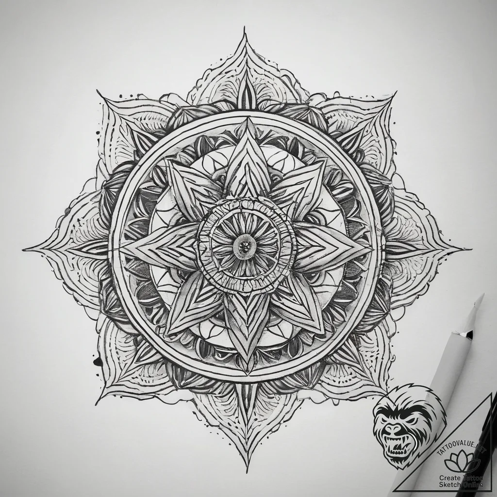 Mandala, tattoo flash sheet design, detailed... - tattoo sketch (№1753806082_0, 29.07.2025 16:21) — tattoovalue.net