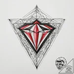 Diamond, artistic tattoo sketch, black and re… – tattoo sketch (№1753806685_0, 29.07.2025 16:31) — tattoovalue.net