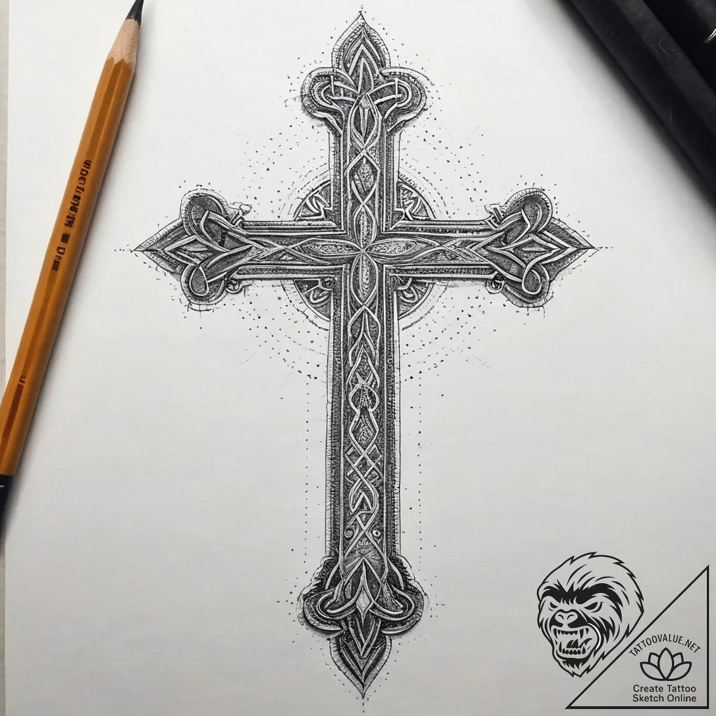 The leviathan cross, tattoo drawing outline,... - tattoo sketch (№1753807295_0, 29.07.2025 16:41) — tattoovalue.net