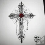 Rosary, tattoo sketch design, black and red i… – tattoo sketch (№1753807896_0, 29.07.2025 16:51) — tattoovalue.net