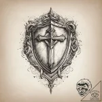 Tattoo design a shield with a stylized symbol… – tattoo sketch (№1753808708_0, 29.07.2025 17:05) — tattoovalue.net