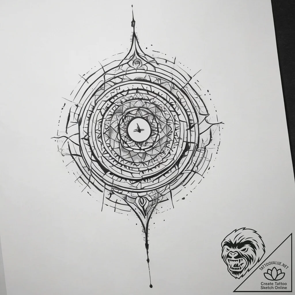 Tattoo sketch a powerful tremor rippling thro... - tattoo sketch (№1753809119_0, 29.07.2025 17:11) — tattoovalue.net