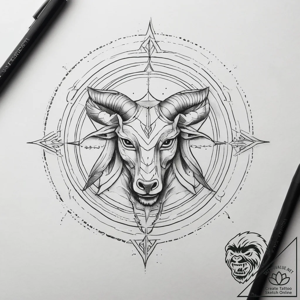 Tattoo sketch a single zodiac symbol outlined... - tattoo sketch (№1753809916_0, 29.07.2025 17:25) — tattoovalue.net