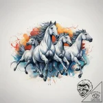 A herd of wild horses galloping across a gras… – tattoo sketch (№1753811118_0, 29.07.2025 17:45) — tattoovalue.net