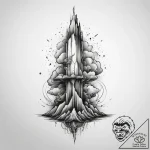 Tattoo sketch a geyser erupting with controll… – tattoo sketch (№1753811315_0, 29.07.2025 17:48) — tattoovalue.net