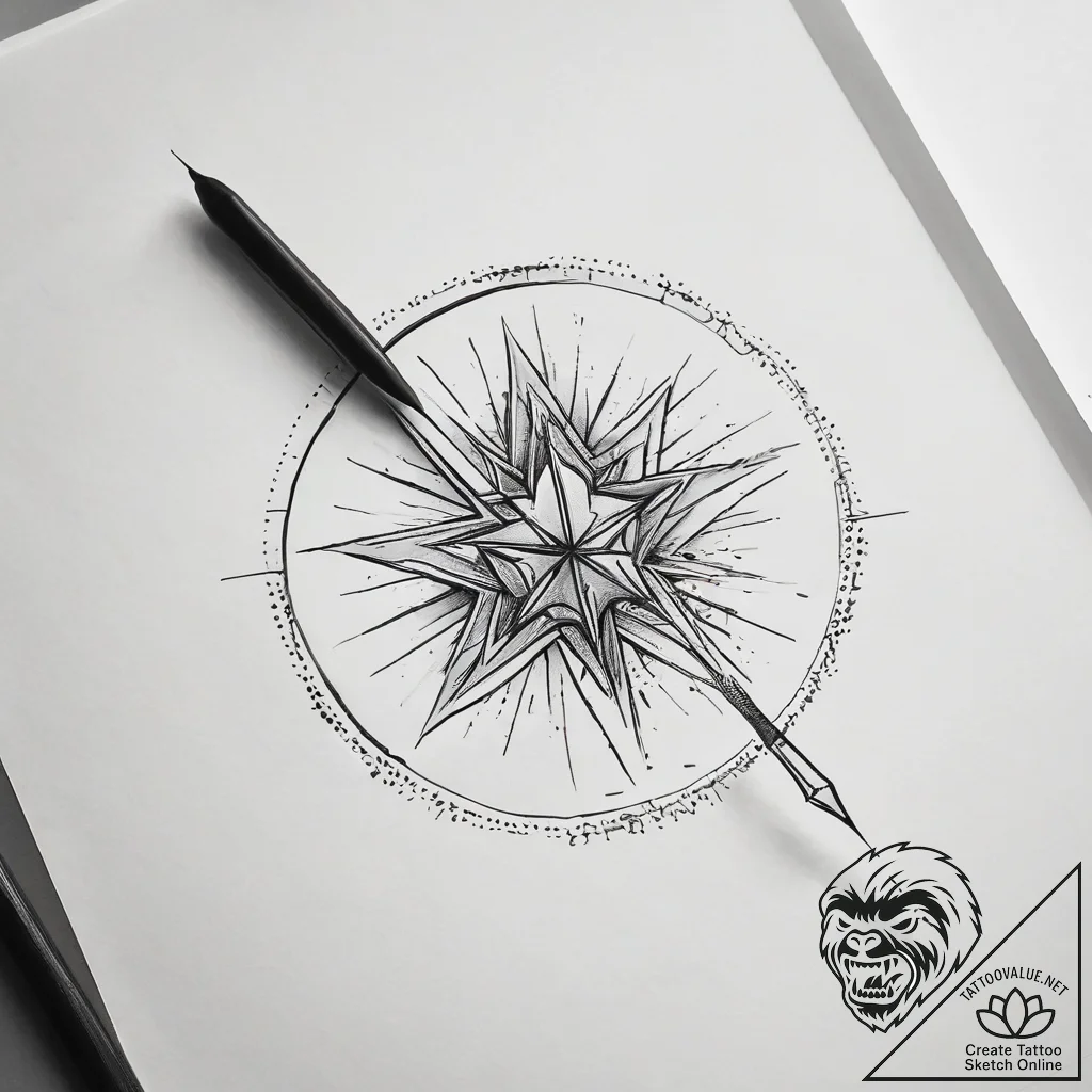 Magic wand casting a spell, tattoo line art,... - tattoo sketch (№1753812104_0, 29.07.2025 18:01) — tattoovalue.net