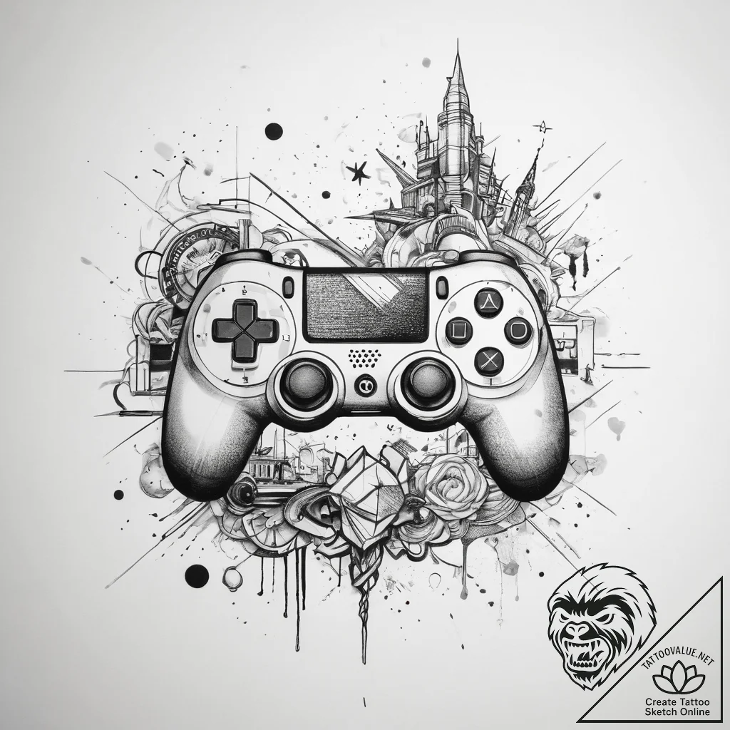р“сђсѓрїрїр° 10: gamer equipment & setup (рр... - tattoo sketch (№1753813081_0, 29.07.2025 18:18) — tattoovalue.net