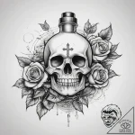 A health potion bottle (from video games), co… – tattoo sketch (№1753813481_0, 29.07.2025 18:24) — tattoovalue.net