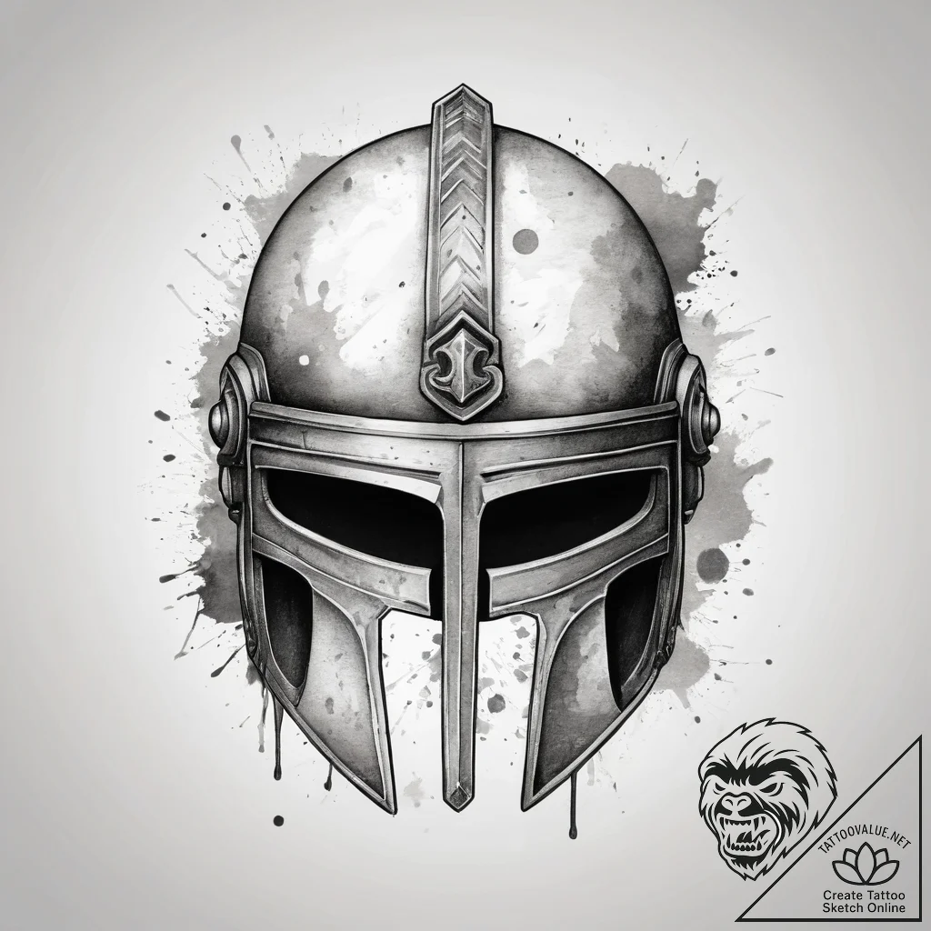 Tattoo sketch a roman legionnaire's helmet wi... - tattoo sketch (№1753814270_0, 29.07.2025 18:37) — tattoovalue.net