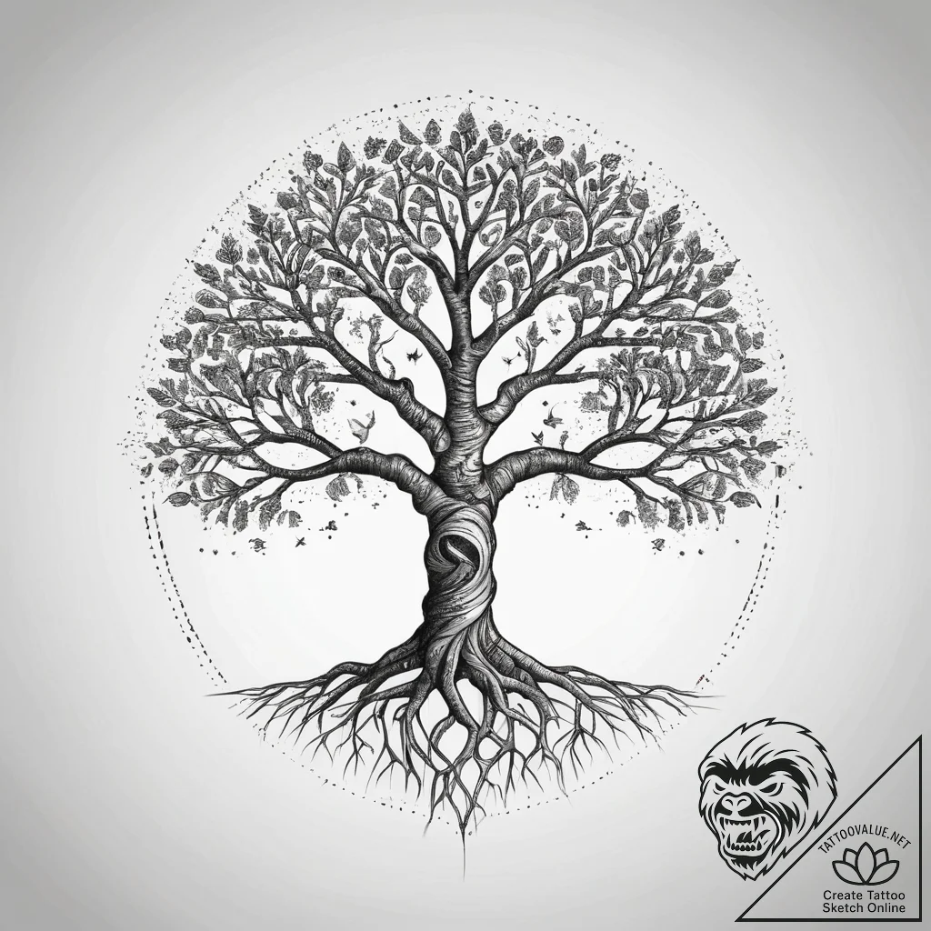 Tattoo design: a depiction of the tree of lif... - tattoo sketch (№1753815055_0, 29.07.2025 18:50) — tattoovalue.net