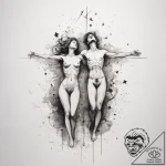 Tattoo design a dreamlike scene of two figure… – tattoo sketch (№1753815446_0, 29.07.2025 18:57) — tattoovalue.net