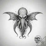 Cthulhu, tattoo drawing outline, vibrant colo… – tattoo sketch (№1753816248_0, 29.07.2025 19:10) — tattoovalue.net