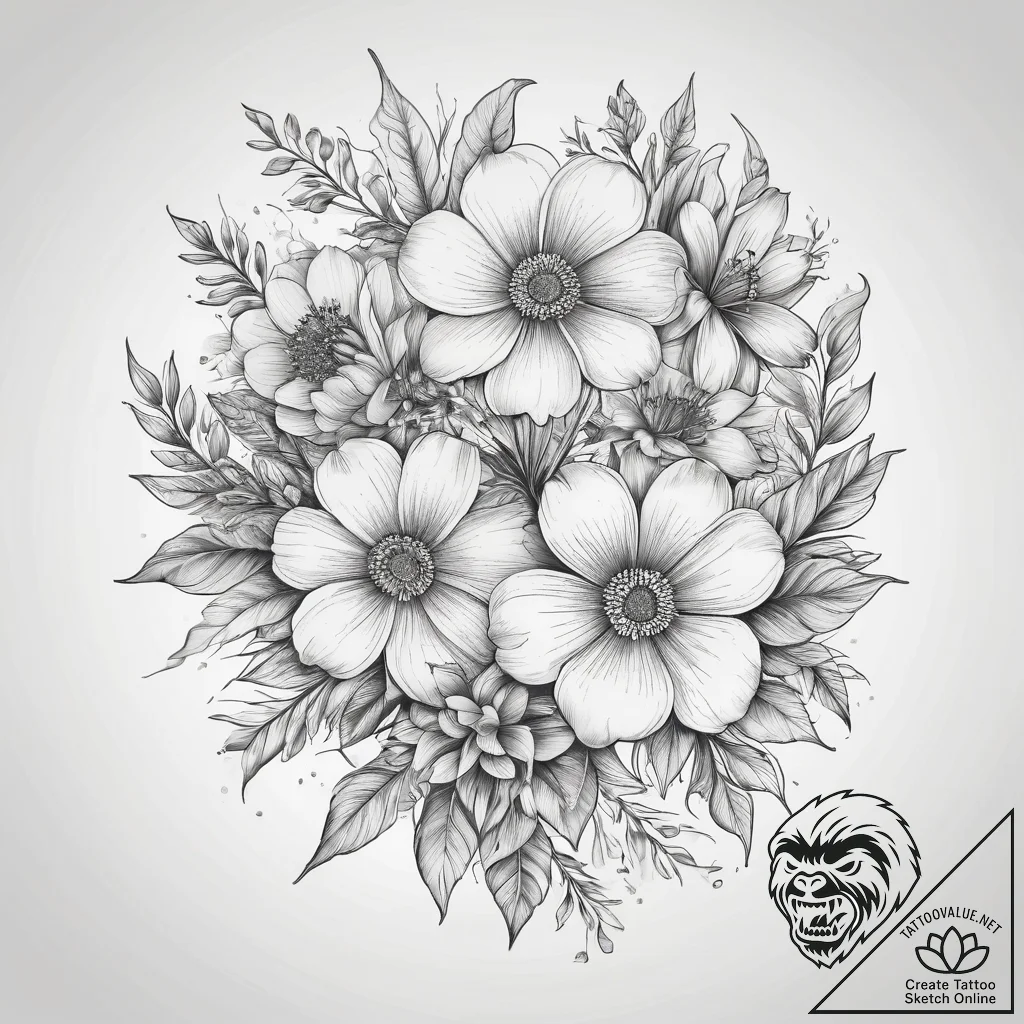 Tattoo sketch a cluster of birth flowers for... - tattoo sketch (№1753816446_0, 29.07.2025 19:14) — tattoovalue.net