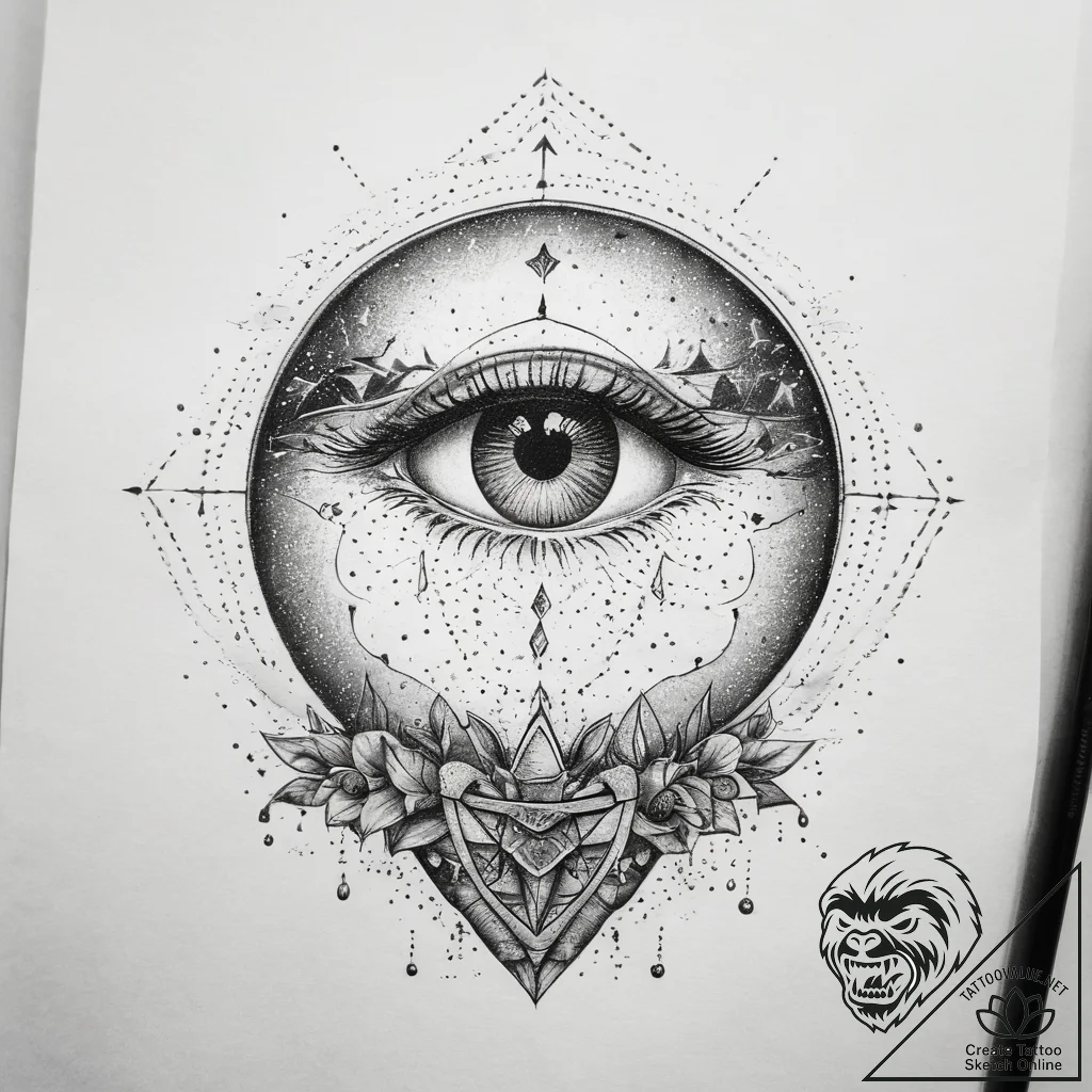 Crystal ball showing a vision, tattoo drawing... - tattoo sketch (№1753816643_0, 29.07.2025 19:17) — tattoovalue.net