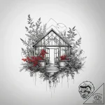The interior of an abandoned, overgrown green… – tattoo sketch (№1753817234_0, 29.07.2025 19:27) — tattoovalue.net