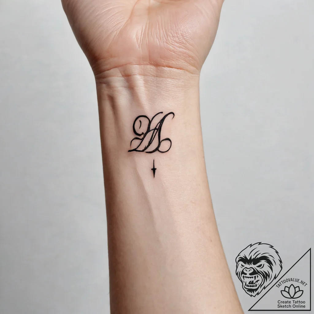 Tattoo sketch a small, hidden initial on the... - tattoo sketch (№1753817626_0, 29.07.2025 19:33) — tattoovalue.net