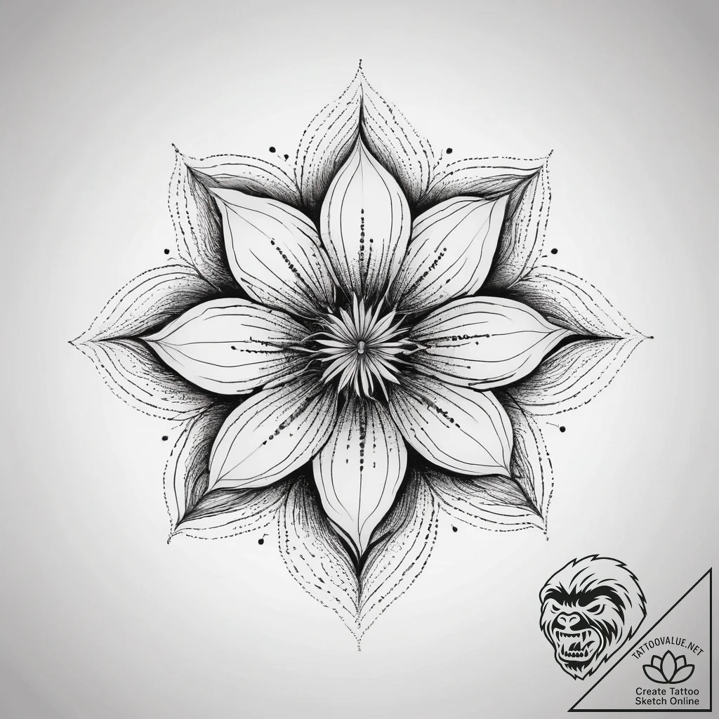 Tattoo design a silhouette of a flower, with... - tattoo sketch (№1753818202_0, 29.07.2025 19:43) — tattoovalue.net
