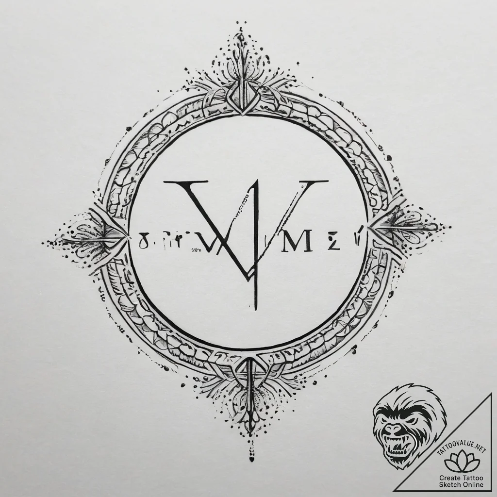 Tattoo sketch a minimalist roman numeral date... - tattoo sketch (№1753818395_0, 29.07.2025 19:46) — tattoovalue.net