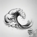 Tattoo design an abstract wave crashing and d… – tattoo sketch (№1753819173_0, 29.07.2025 19:59) — tattoovalue.net