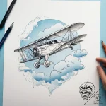 A biplane doing aerobatics against a clear bl… – tattoo sketch (№1753819568_0, 29.07.2025 20:06) — tattoovalue.net