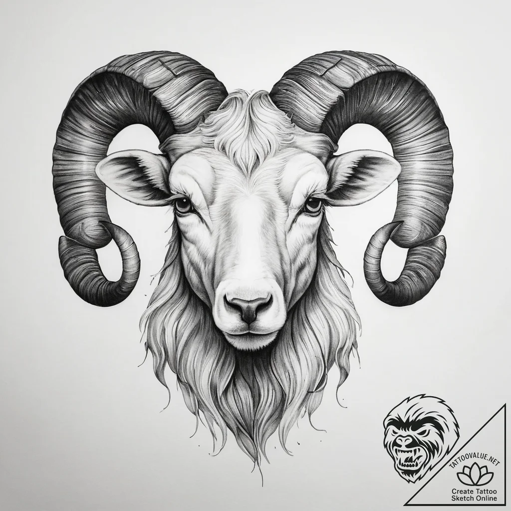 Ram - tattoo sketch (№1753819956_0, 29.07.2025 20:12) — tattoovalue.net
