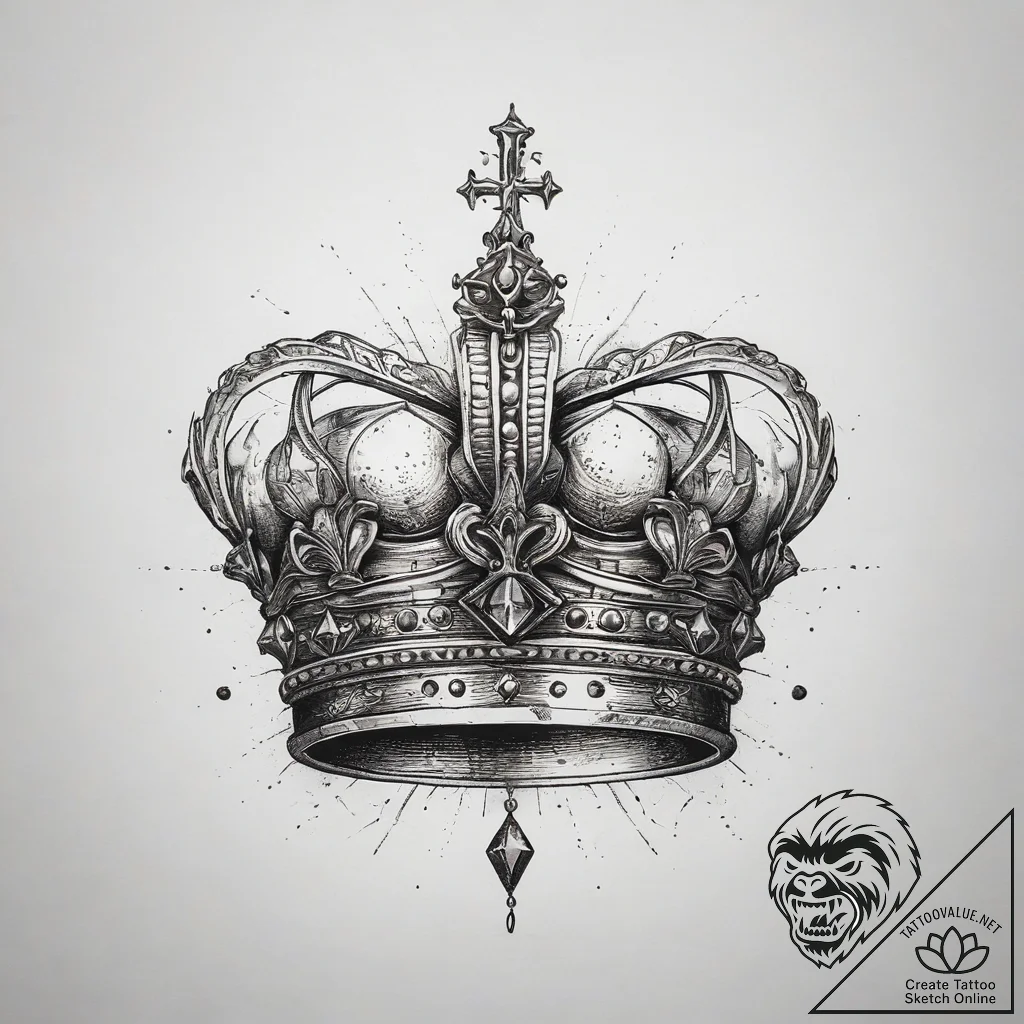Tattoo sketch a minimalist crown with a singl... - tattoo sketch (№1753820348_0, 29.07.2025 20:19) — tattoovalue.net