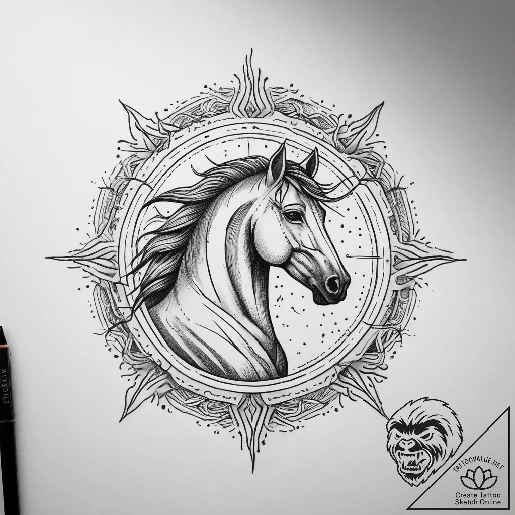 Tattoo design: a combination of dazhbog's sun... - tattoo sketch (№1753820543_0, 29.07.2025 20:22) — tattoovalue.net