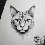 Cat, artistic tattoo sketch, on a clean white… – tattoo sketch (№1753820933_0, 29.07.2025 20:28) — tattoovalue.net
