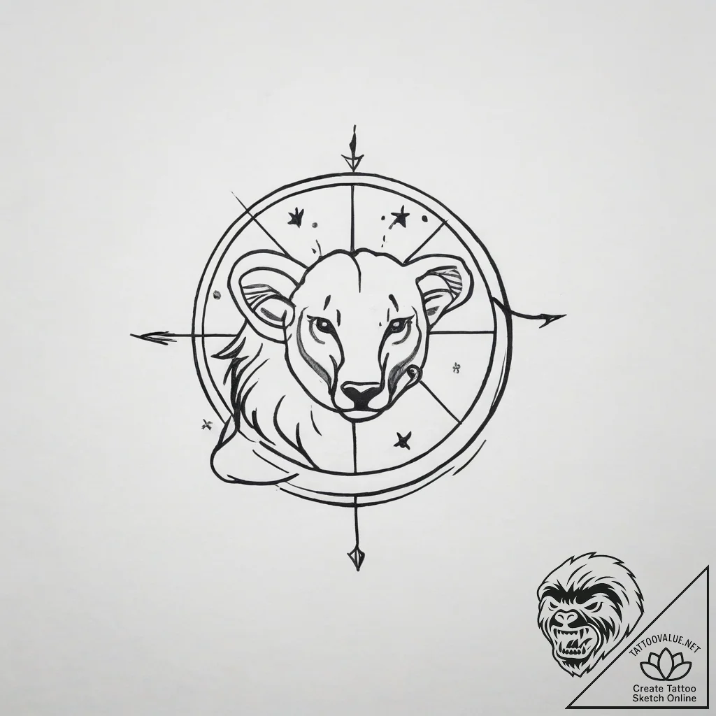 Tattoo design a zodiac symbol with a tiny, co... - tattoo sketch (№1753821915_0, 29.07.2025 20:45) — tattoovalue.net