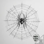 A spider in an ornate web on a mirror – tattoo sketch (№1753822112_0, 29.07.2025 20:48) — tattoovalue.net