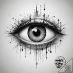 Tattoo design a cybernetic eye with glowing o… – tattoo sketch (№1753822499_0, 29.07.2025 20:54) — tattoovalue.net