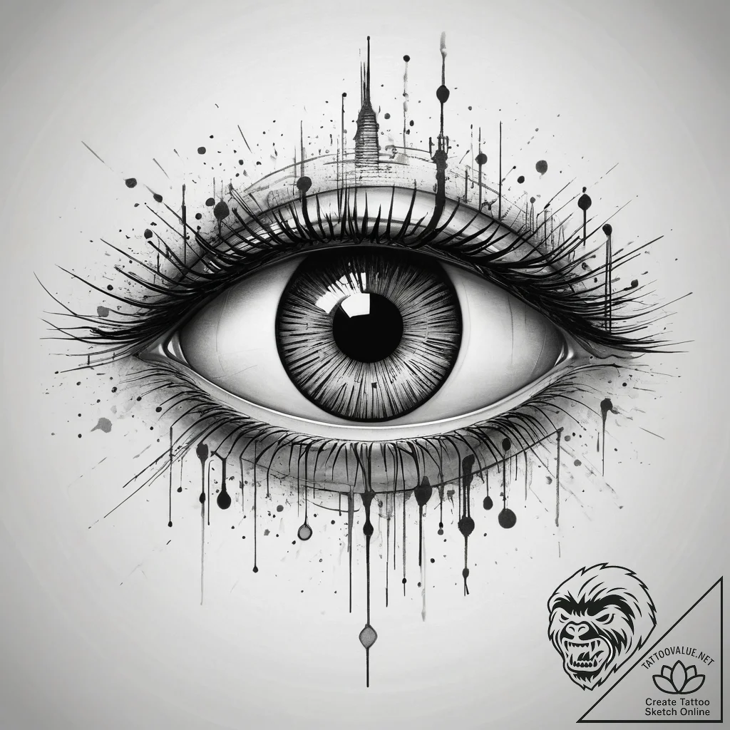 Tattoo design a cybernetic eye with glowing o... - tattoo sketch (№1753822499_0, 29.07.2025 20:54) — tattoovalue.net