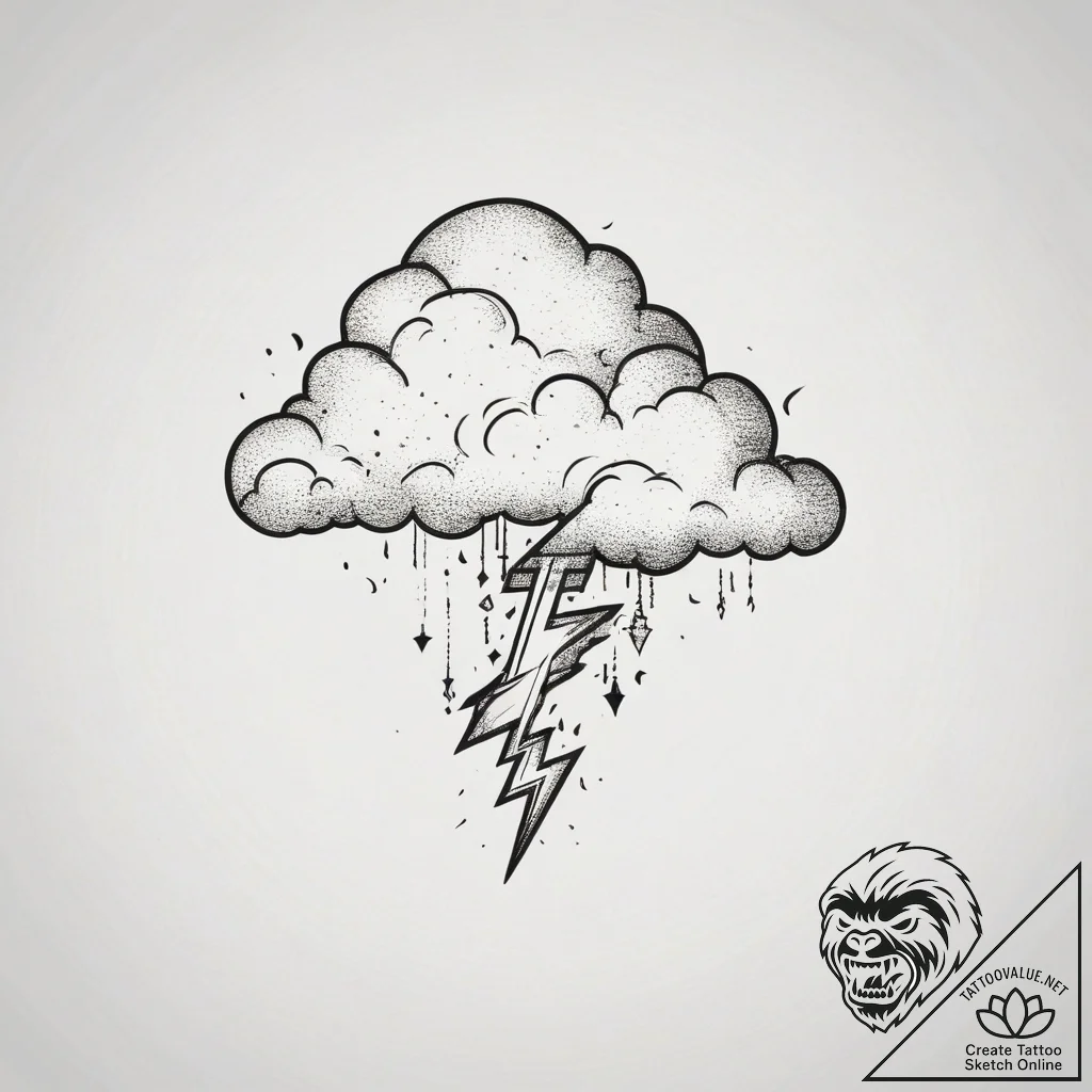 Tattoo sketch a pixelated cloud with a single... - tattoo sketch (№1753822693_0, 29.07.2025 20:58) — tattoovalue.net