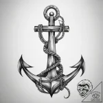 A ship’s anchor entwined with rope, tattoo dr… – tattoo sketch (№1753823280_0, 29.07.2025 21:08) — tattoovalue.net