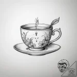 Tattoo sketch a stylized teacup with a whimsi… – tattoo sketch (№1753823868_0, 29.07.2025 21:17) — tattoovalue.net